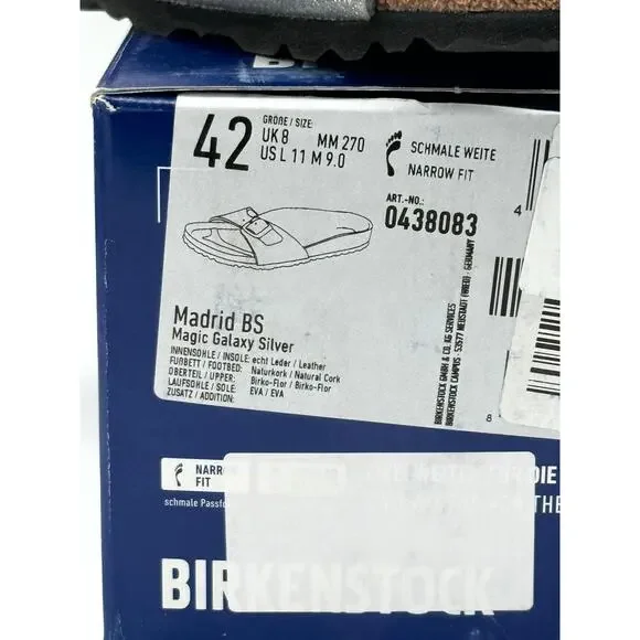 Birkenstock Madrid Birkoflor Magic Galaxy Silver Unisex Size USL11/M9 EU42 - Picture 3 of 8